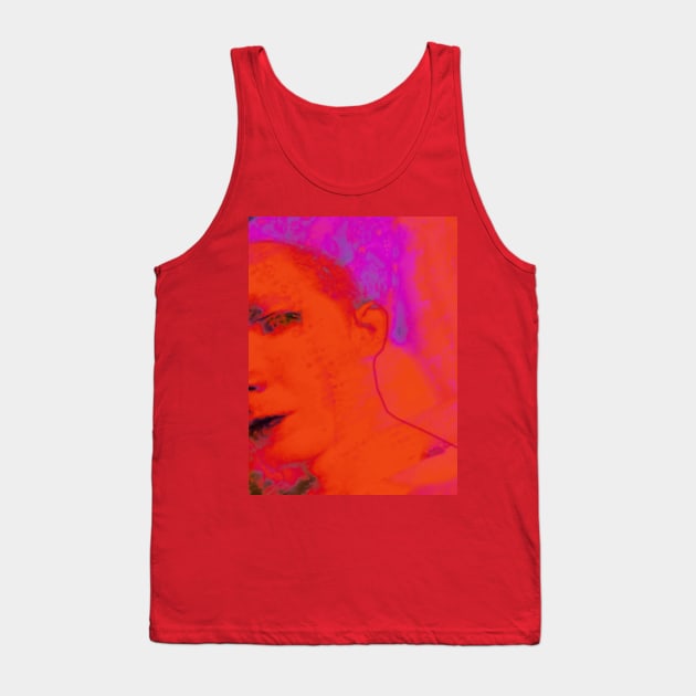 Portrait, digital collage and special processing. Face glimpse.Very beautiful guy. Very soft. Orange, red and violet. So nice. Tank Top by 234TeeUser234